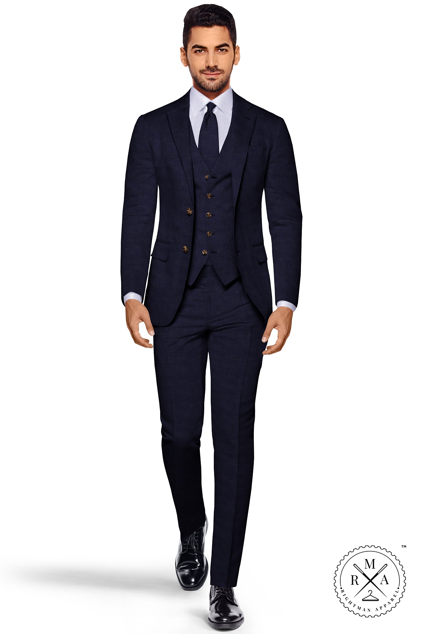 Blue Three Piece Suit With Light Checks SU51